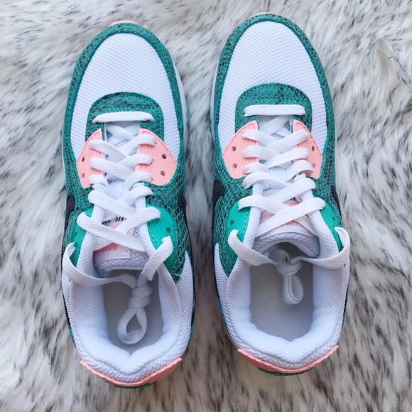 Nike Air Max 90 GS MBD Washed Teal Snakeskin Sneaker Kids 5.5Y Women’s 7 - Picture 3 of 10